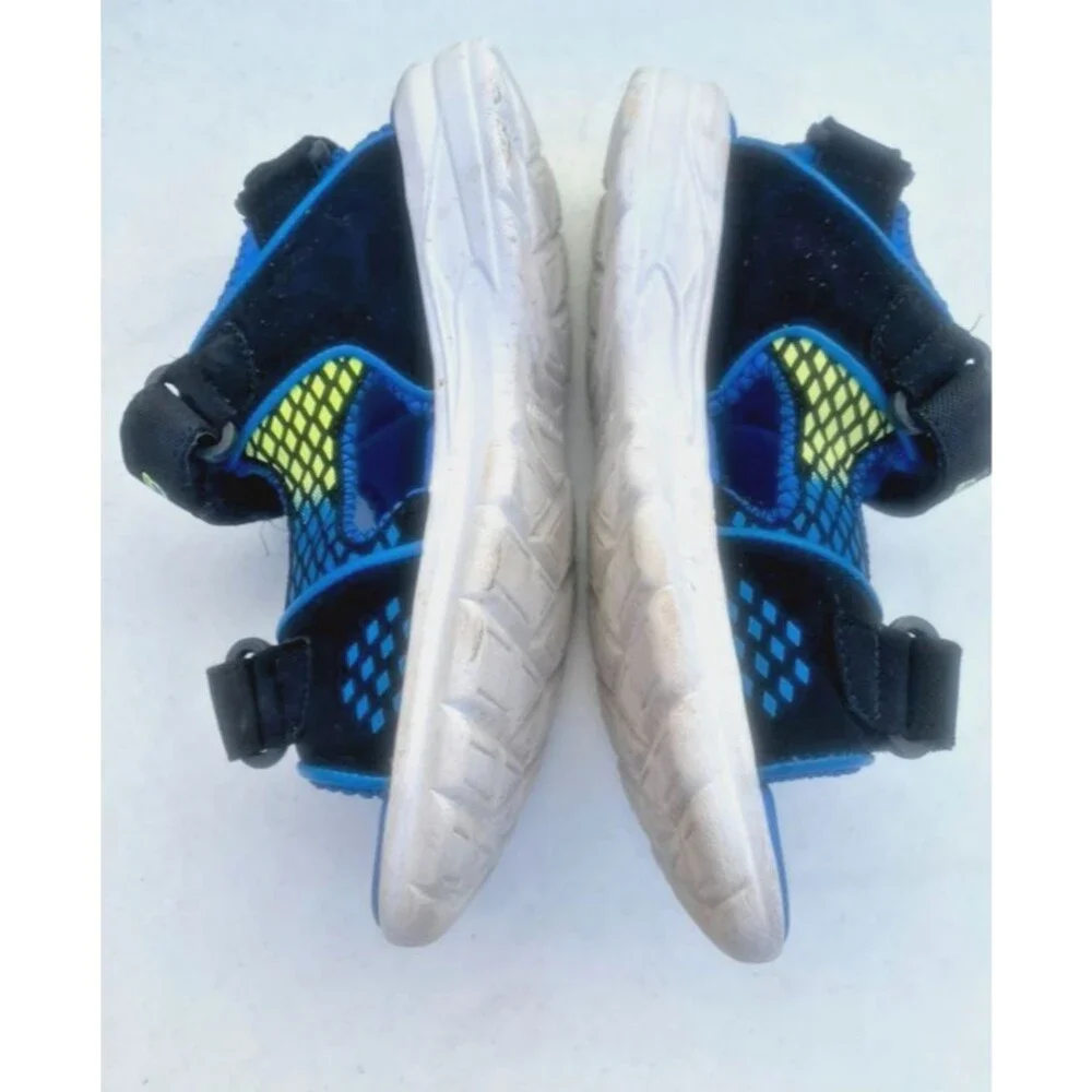 Skechers Mega Boys Sandals Size 3 Youth Light-up Multi Adjust Straps Water Shoes